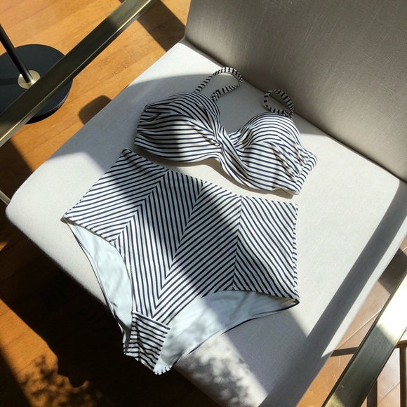 H&M High Waisted Striped Swimsuit - Picture 1 of 7